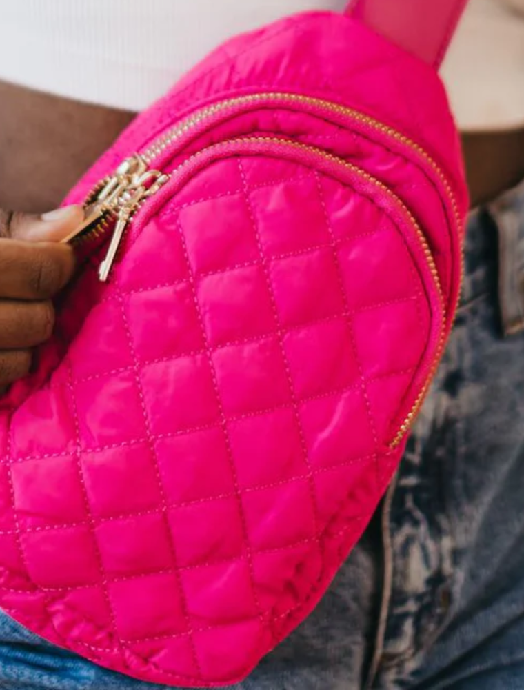 PRETTY SIMPLE Pinelope Puffer Bum Bag in Fuschia