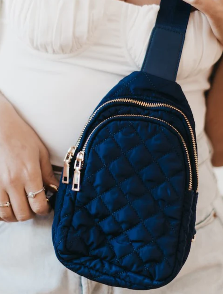 PRETTY SIMPLE Pinelope Puffer Bum Bag in Navy