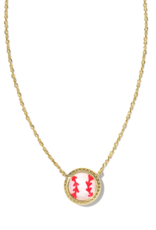 KENDRA SCOTT DESIGN Baseball Gold Short Pendant Necklace in Ivory Mother-of-Pearl