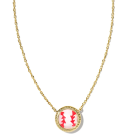 KENDRA SCOTT DESIGN Baseball Gold Short Pendant Necklace in Ivory Mother-of-Pearl