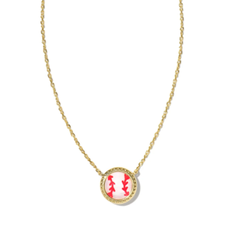 KENDRA SCOTT DESIGN Baseball Gold Short Pendant Necklace in Ivory Mother-of-Pearl