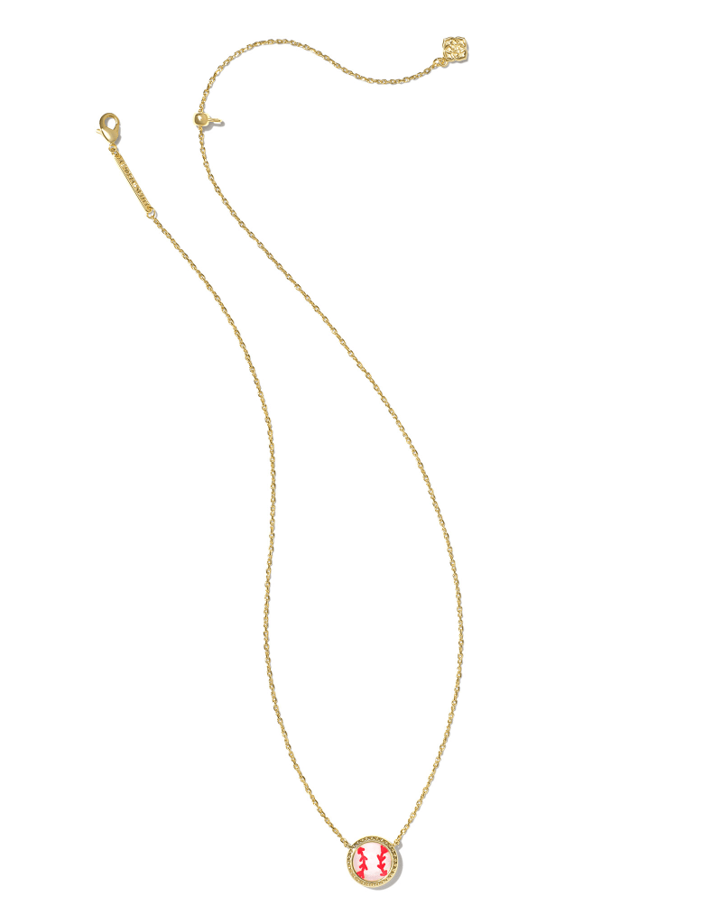 KENDRA SCOTT DESIGN Baseball Gold Short Pendant Necklace in Ivory Mother-of-Pearl