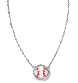 KENDRA SCOTT DESIGN Baseball Silver Short Pendant Necklace in Ivory Mother-of-Pearl