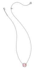 KENDRA SCOTT DESIGN Baseball Silver Short Pendant Necklace in Ivory Mother-of-Pearl