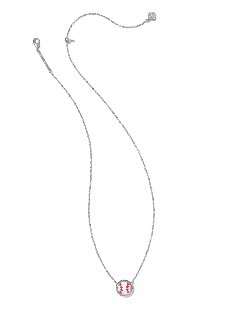 KENDRA SCOTT DESIGN Baseball Silver Short Pendant Necklace in Ivory Mother-of-Pearl