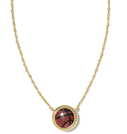 KENDRA SCOTT DESIGN Basketball Gold Short Pendant Necklace in Orange Goldstone