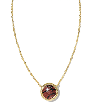 KENDRA SCOTT DESIGN Basketball Gold Short Pendant Necklace in Orange Goldstone