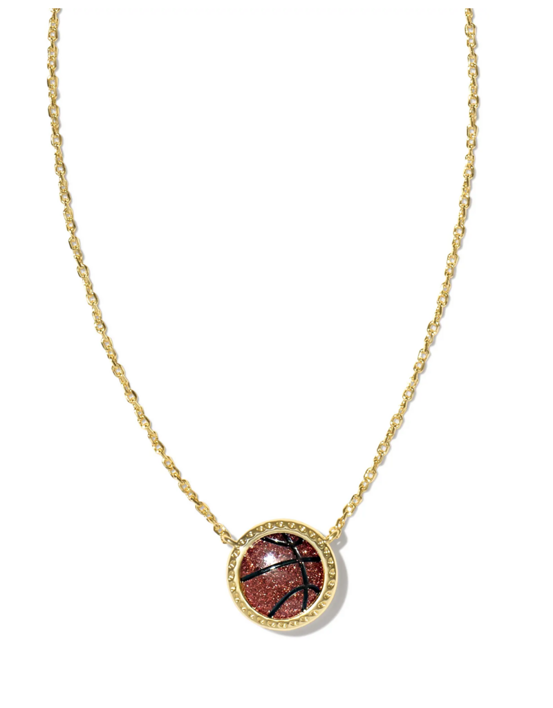 KENDRA SCOTT DESIGN Basketball Gold Short Pendant Necklace in Orange Goldstone