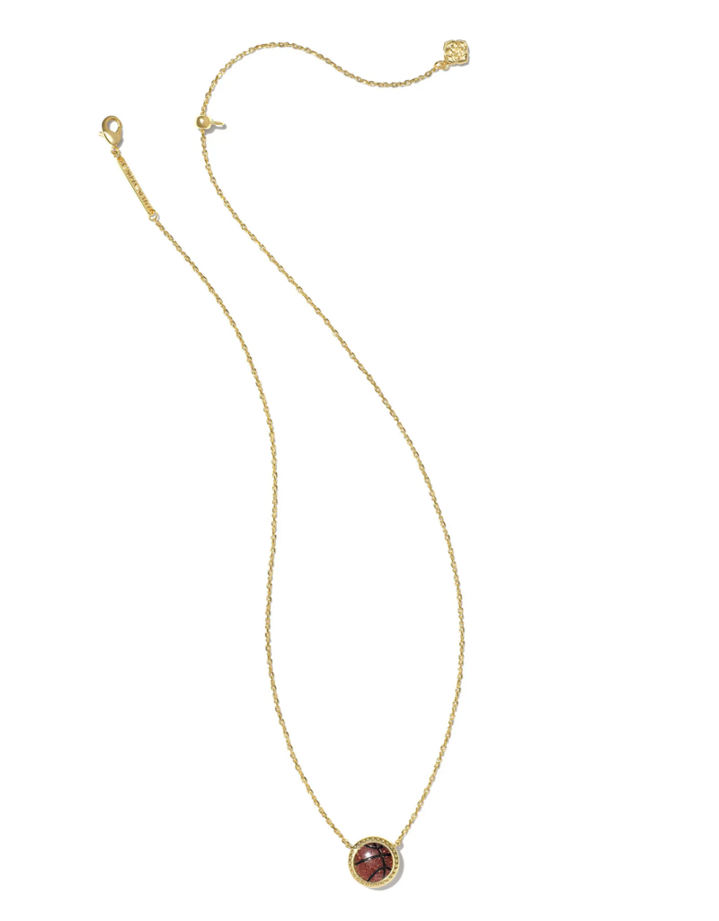 KENDRA SCOTT DESIGN Basketball Gold Short Pendant Necklace in Orange Goldstone