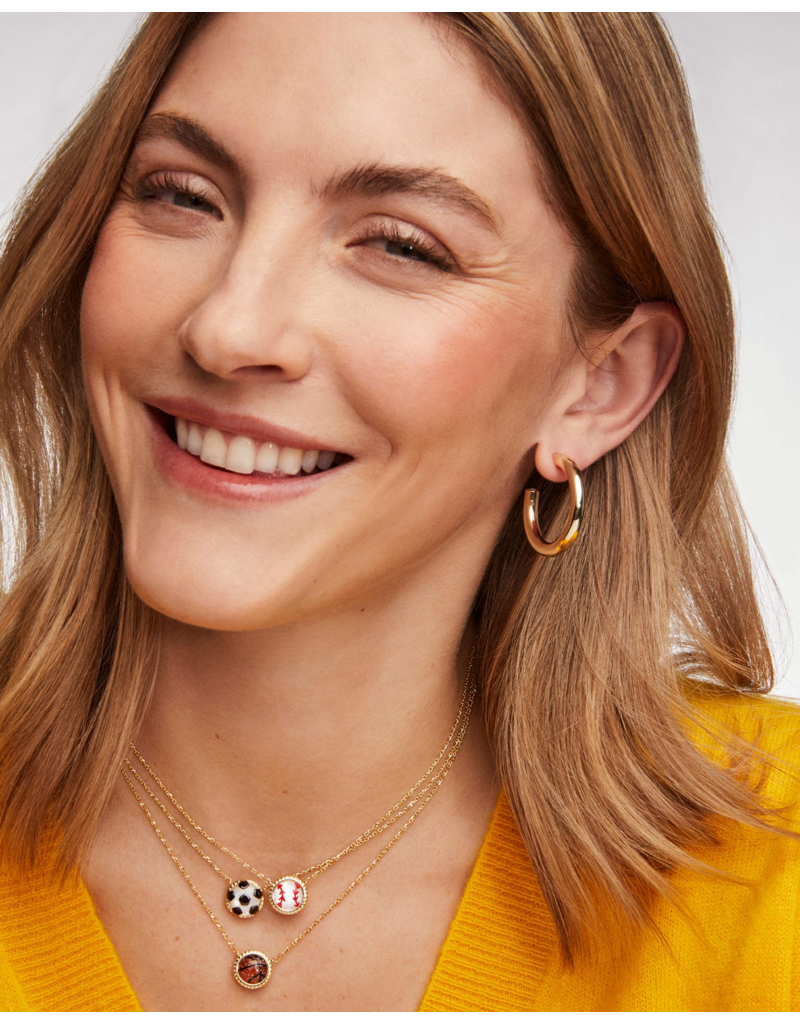 KENDRA SCOTT DESIGN Basketball Gold Short Pendant Necklace in Orange Goldstone