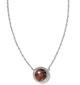 KENDRA SCOTT DESIGN Basketball Silver Short Pendant Necklace in Orange Goldstone