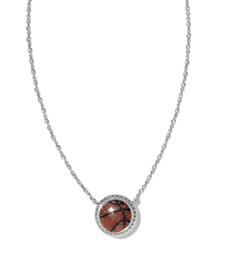 KENDRA SCOTT DESIGN Basketball Silver Short Pendant Necklace in Orange Goldstone