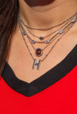 KENDRA SCOTT DESIGN Basketball Silver Short Pendant Necklace in Orange Goldstone