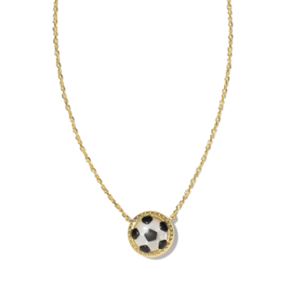 KENDRA SCOTT DESIGN Soccer Gold Short Pendant Necklace in Ivory Mother-of-Pearl
