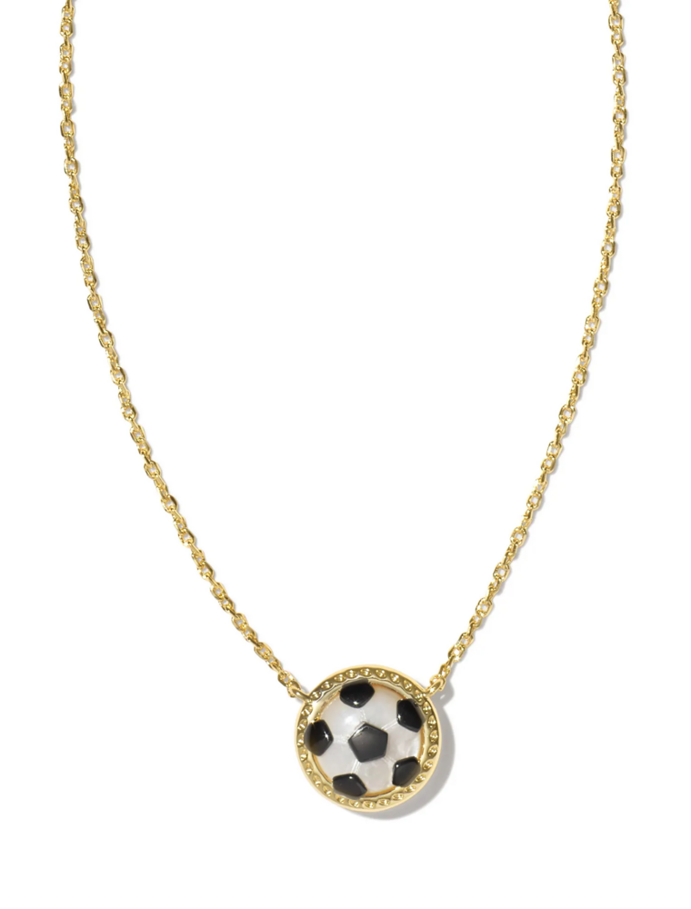 KENDRA SCOTT DESIGN Soccer Gold Short Pendant Necklace in Ivory Mother-of-Pearl