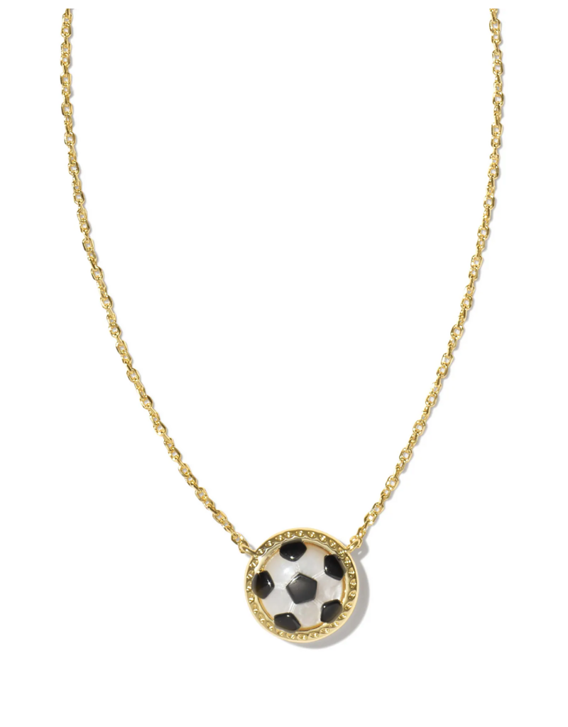 KENDRA SCOTT DESIGN Soccer Gold Short Pendant Necklace in Ivory Mother-of-Pearl