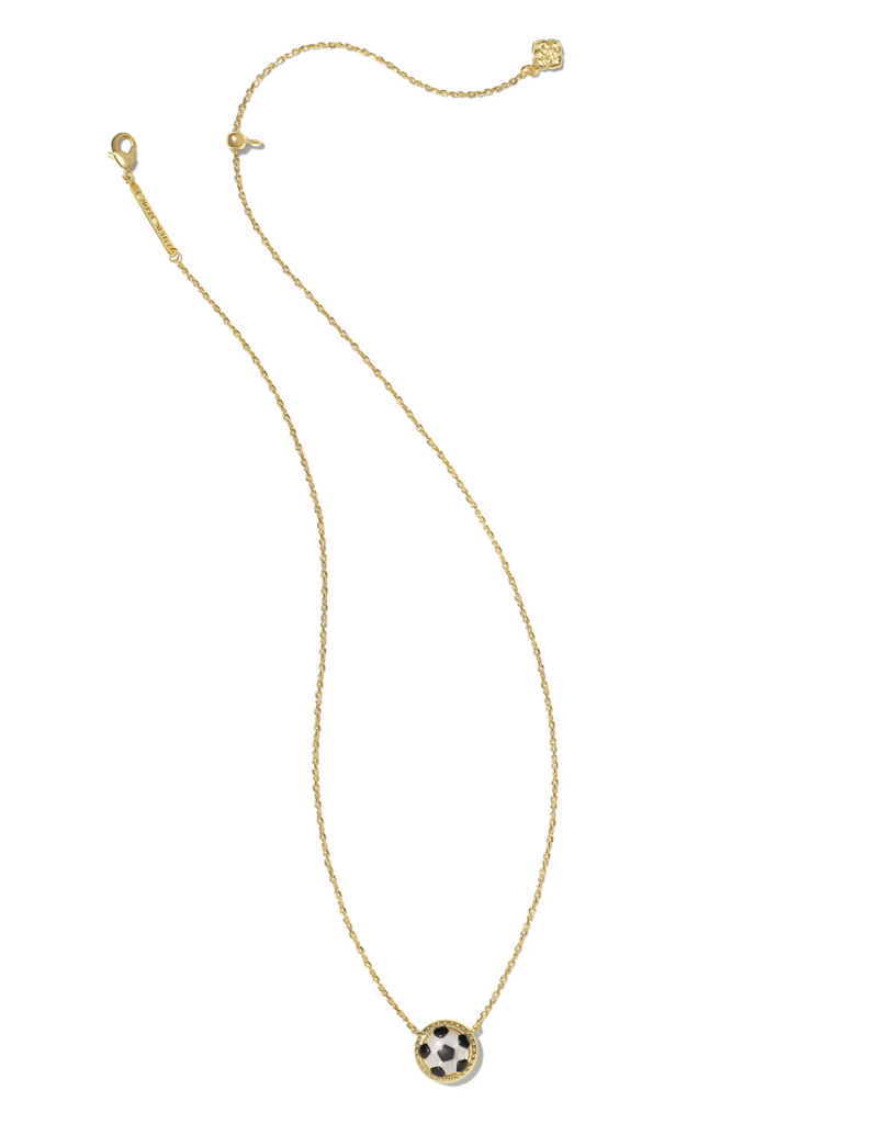 KENDRA SCOTT DESIGN Soccer Gold Short Pendant Necklace in Ivory Mother-of-Pearl