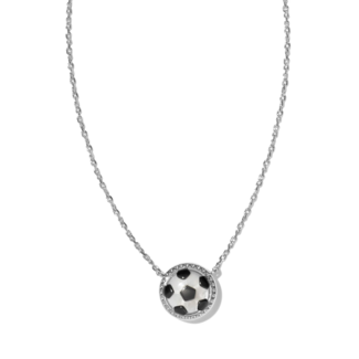 KENDRA SCOTT DESIGN Soccer Silver Short Pendant Necklace in Ivory Mother-of-Pearl