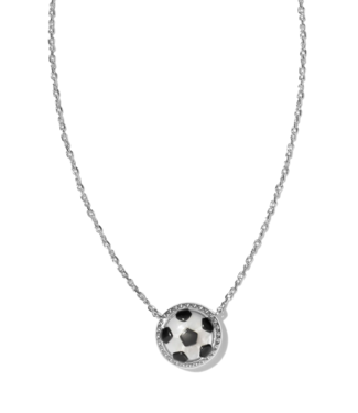 KENDRA SCOTT DESIGN Soccer Silver Short Pendant Necklace in Ivory Mother-of-Pearl