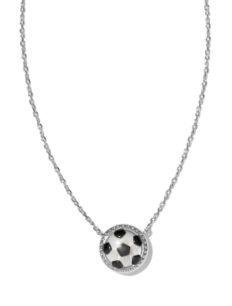 KENDRA SCOTT DESIGN Soccer Silver Short Pendant Necklace in Ivory Mother-of-Pearl