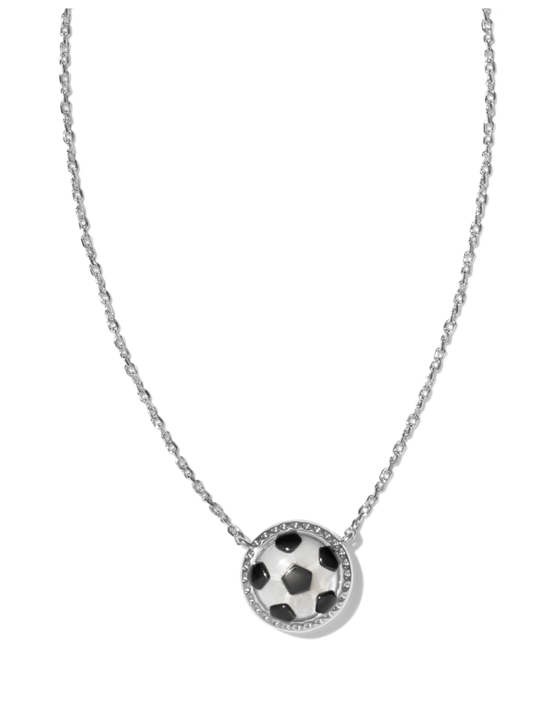 KENDRA SCOTT DESIGN Soccer Silver Short Pendant Necklace in Ivory Mother-of-Pearl