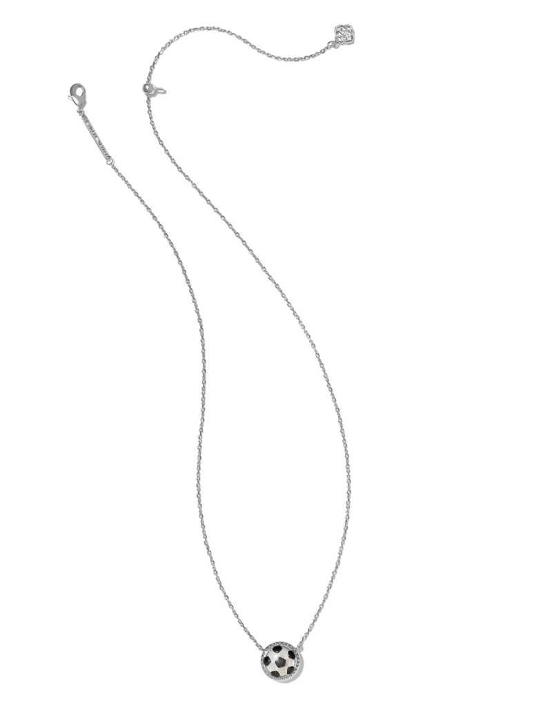 KENDRA SCOTT DESIGN Soccer Silver Short Pendant Necklace in Ivory Mother-of-Pearl