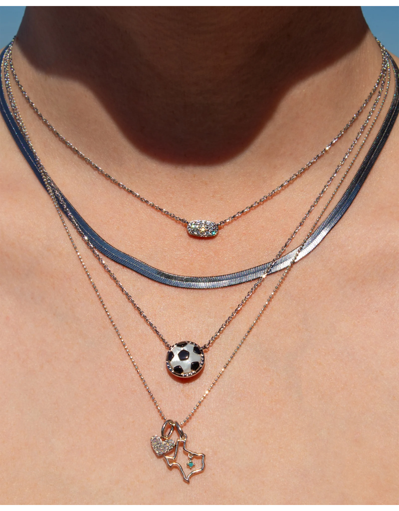 KENDRA SCOTT DESIGN Soccer Silver Short Pendant Necklace in Ivory Mother-of-Pearl