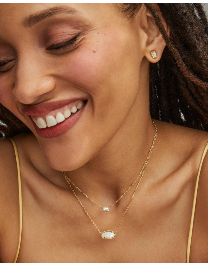 KENDRA SCOTT DESIGN Mini Elisa Gold Satellite Short Pendant Necklace in Ivory Mother-of-Pearl