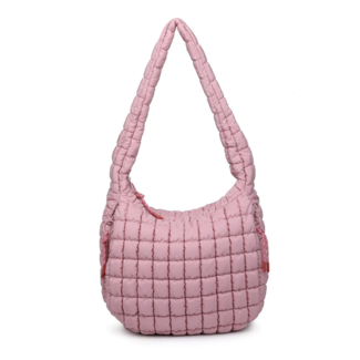 SOL & SELENE Revive Puffy Quilted Nylon Hobo in Rose