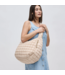 Revive Puffy Quilted Nylon Hobo in Cream