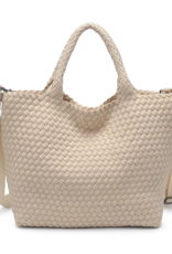 SOL & SELENE Sky's The Limit Woven Neoprene Medium Tote in Cream SOL & SELENE Sky's The Limit Woven Neoprene Medium Tote in Cream