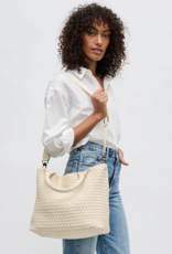 SOL & SELENE Sky's The Limit Woven Neoprene Medium Tote in Cream SOL & SELENE Sky's The Limit Woven Neoprene Medium Tote in Cream