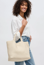 SOL & SELENE Sky's The Limit Woven Neoprene Medium Tote in Cream SOL & SELENE Sky's The Limit Woven Neoprene Medium Tote in Cream