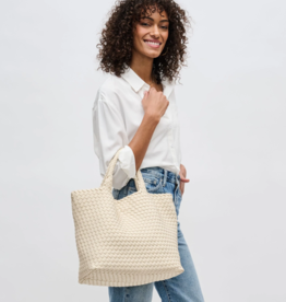 SOL & SELENE Sky's The Limit Woven Neoprene Medium Tote in Cream