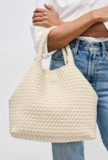 SOL & SELENE Sky's The Limit Woven Neoprene Medium Tote in Cream SOL & SELENE Sky's The Limit Woven Neoprene Medium Tote in Cream