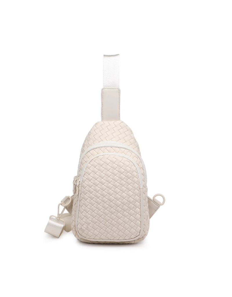 SOL & SELENE Beyond The Horizon Woven Neoprene Sling Backpack in Cream