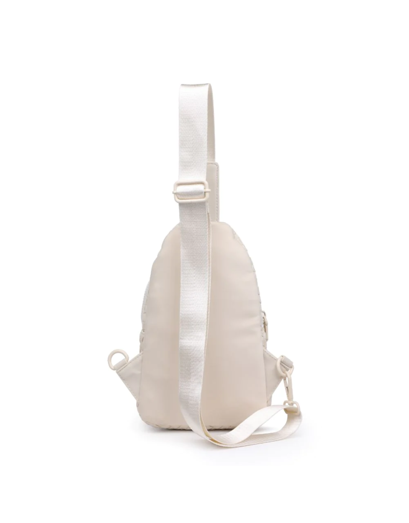 SOL & SELENE Beyond The Horizon Woven Neoprene Sling Backpack in Cream