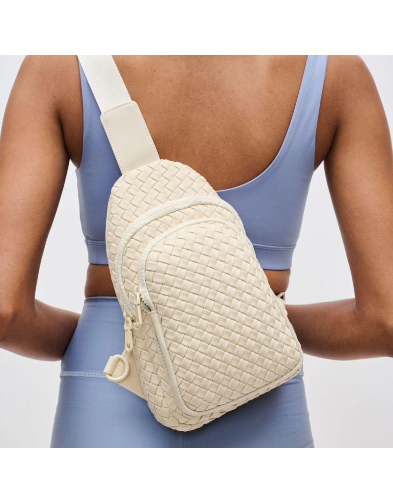 SOL & SELENE Beyond The Horizon Woven Neoprene Sling Backpack in Cream