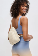 SOL & SELENE Beyond The Horizon Woven Neoprene Sling Backpack in Cream SOL & SELENE Beyond The Horizon Woven Neoprene Sling Backpack in Cream