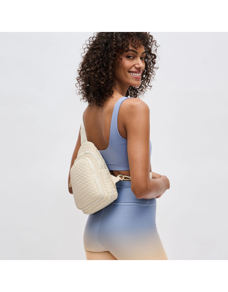 SOL & SELENE Beyond The Horizon Woven Neoprene Sling Backpack in Cream