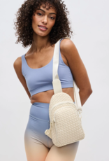 SOL & SELENE Beyond The Horizon Woven Neoprene Sling Backpack in Cream SOL & SELENE Beyond The Horizon Woven Neoprene Sling Backpack in Cream