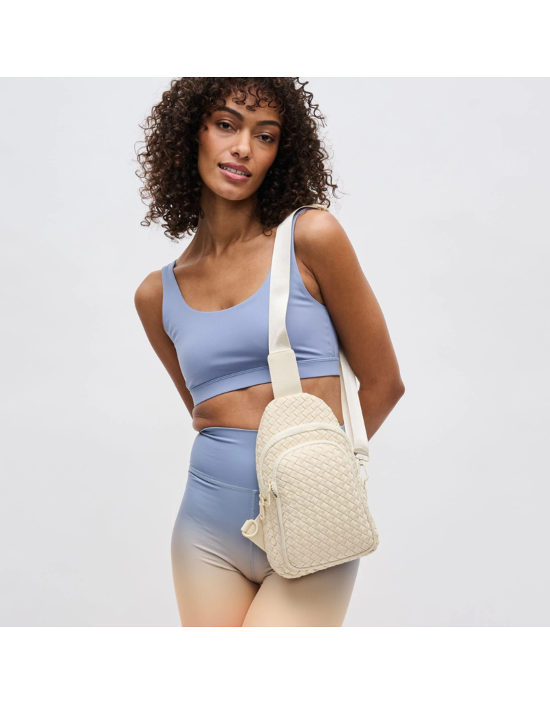 SOL & SELENE Beyond The Horizon Woven Neoprene Sling Backpack in Cream