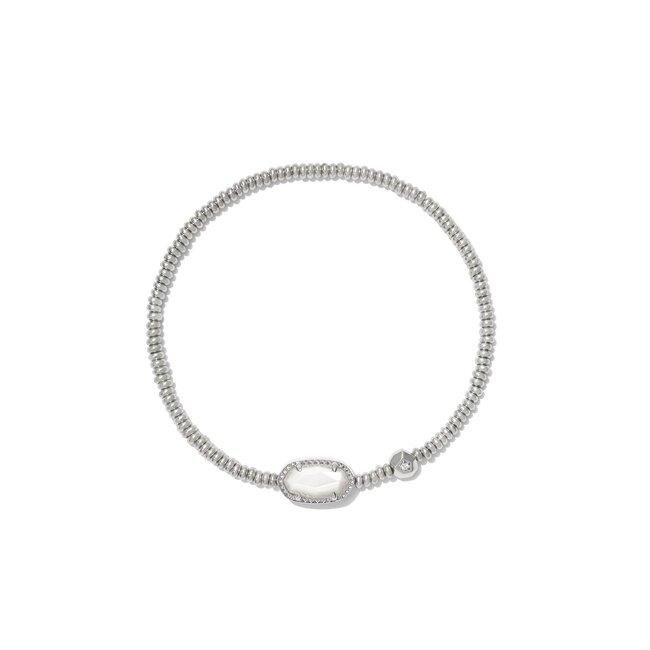 Grayson Silver Stretch Bracelet in White Mother of Pearl