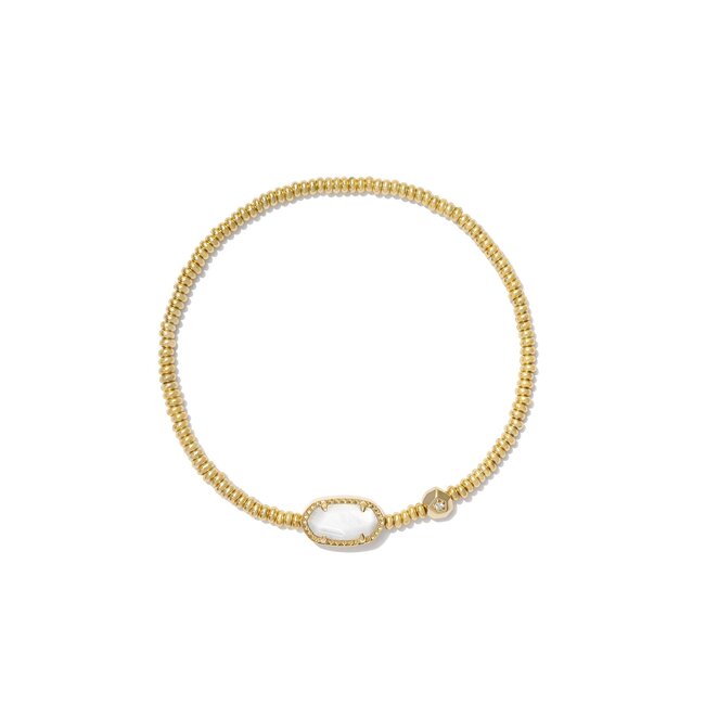 Grayson Gold Stretch Bracelet in White Mother of Pearl