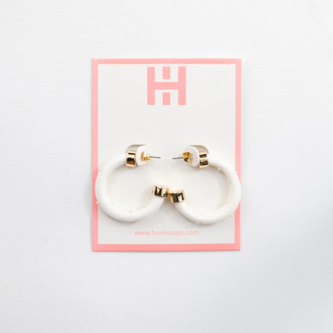 Mini Hoo Hoops - White with Pearls