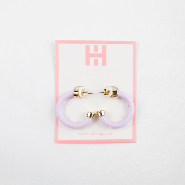 Mini Hoo Hoops - Lavender with Pearls