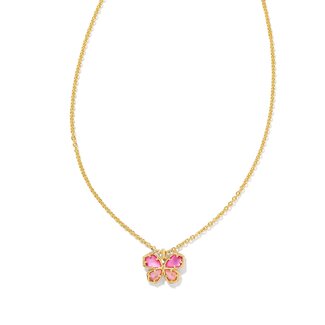 KENDRA SCOTT DESIGN Mae Gold Butterfly Short Pendant Necklace in Azalea Pink Mix