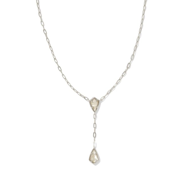 Camry Silver Y Necklace in Ivory Mother-of-Pearl