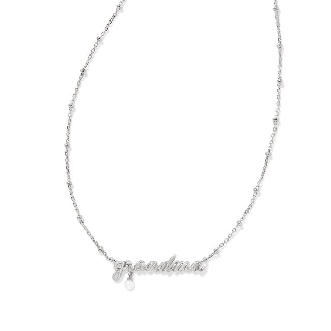 Grandma Script Pendant Necklace in Silver