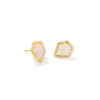 KENDRA SCOTT DESIGN Framed Gold Tessa Stud Earrings in Iridescent Drusy